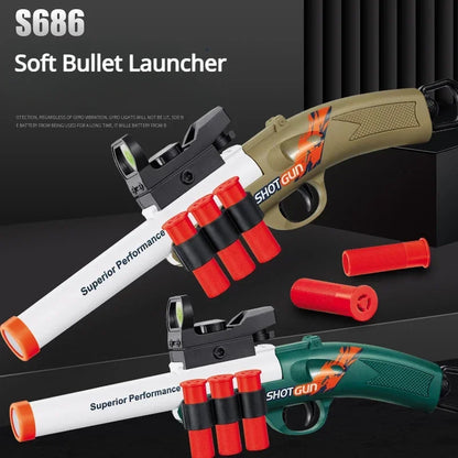 Shell Throwing Mini S686 Soft Bullet Launcher Toy Gun Airsoft Foam Bullet Blaster CS Outdoor Weapon Pistol