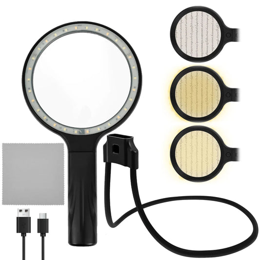 Neck Wear Magnifying Glass 5X LED Light Reading Magnifier