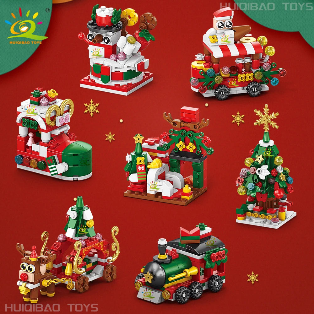Christmas 8IN1 Santa Claus Tree Model Building Block DIY Elk Snowman Bricks Ornament Toys for  Adult Gift
