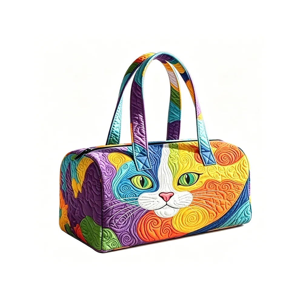Vintage Animal Print Quilted Duffel Bag Overnight Travel Bag Lightweight Handheld Luggage for Vacation Gym Weekend Getaway