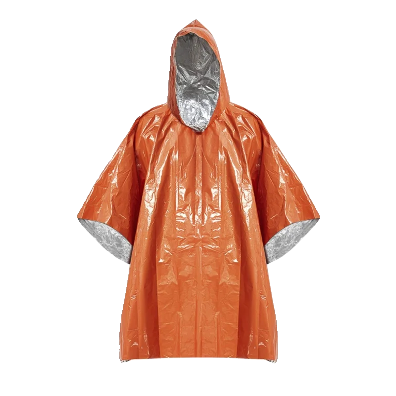 2 Pack Emergency Thermal Rain Ponchos with Hood for Hiking and Camping