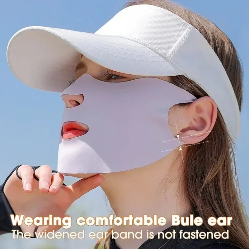 1PC Anti-uv UPF50+ Ice Silk Sunscreen Mask Traceless Summer Outdoor Sports Face Mask Breathable Exposed Mouth Nose Golf Mask