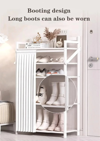 Multi-Layer Folding Shoe Cabinet Phyllostachys Pubescens Space Saving Stand Storage Shelves Explosion-Proof Folding Shoe Rack