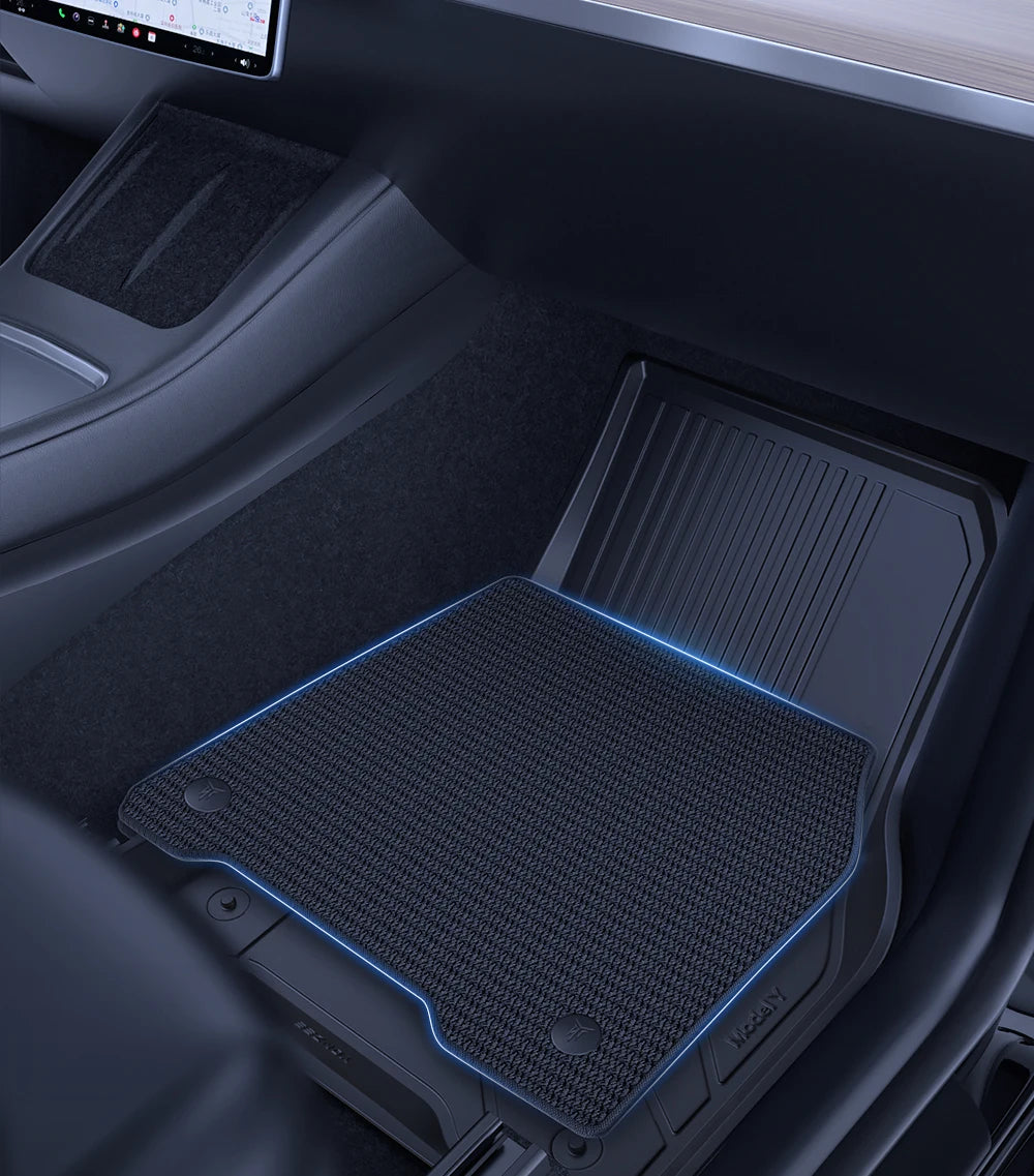 TPE Full Coverage Floor Mats for Tesla Model 3 and Model Y 2021 2024 All Weather Non Slip Protection