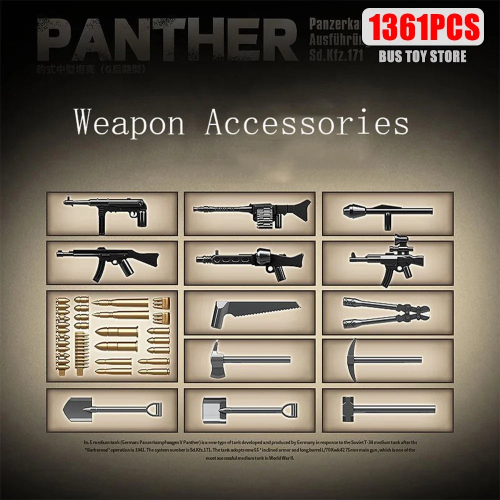 Tiger I Heavy Tank WW2 Military Tanks Army Weapons Soldiers Bricks s Building Blocks KV-2 Panther Toys  Gift 100233