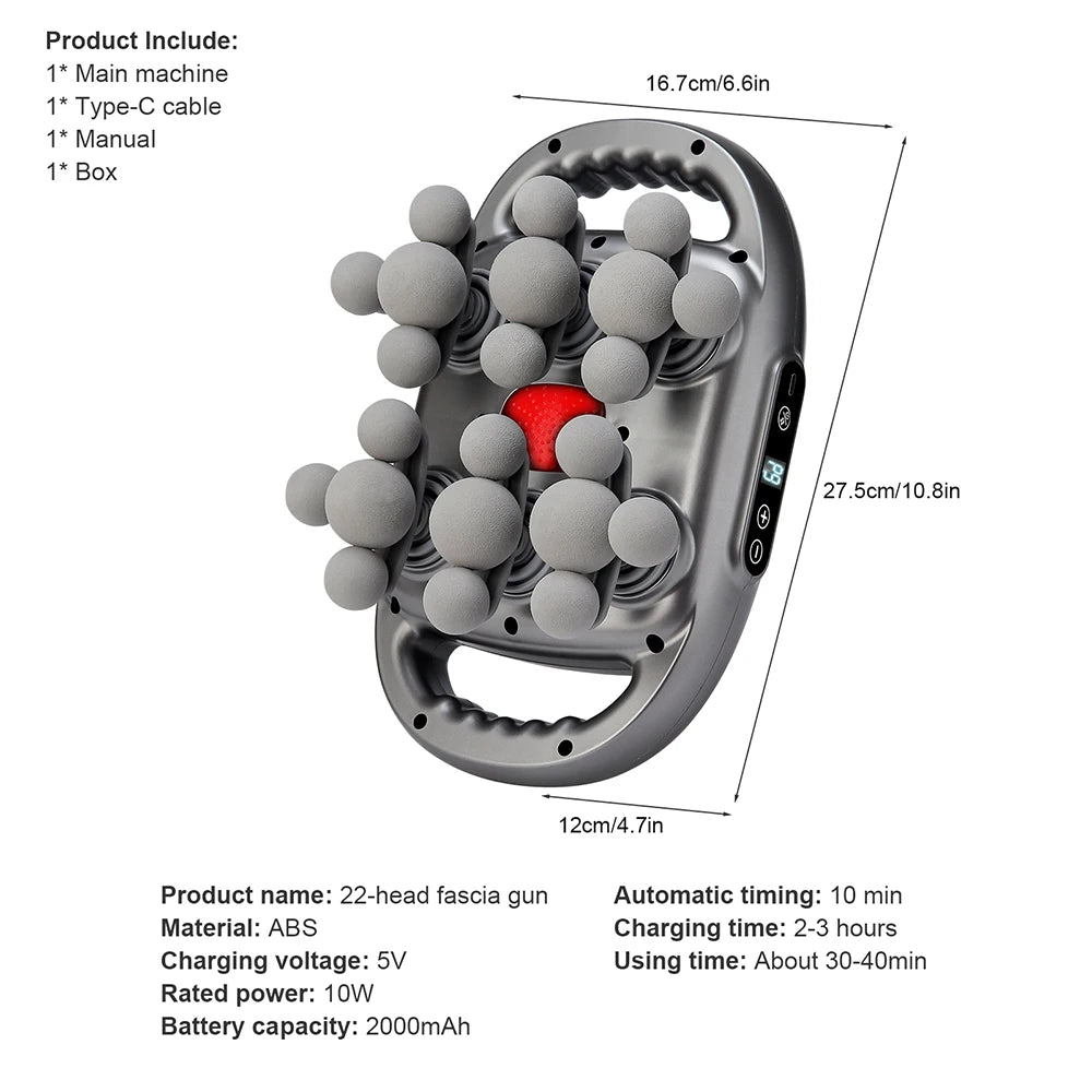 22-Head Fascia  High-Frequency Vibration Body Massage  Back and Waist Massager Neck Shoulder Massager Muscle masajeador