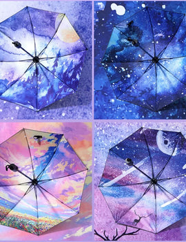 Starry Sky Automatic Umbrella Uv Protection Windproof Strong Umbrella