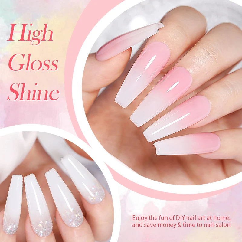 15ml Milky Pink Rubber Base Gel Nail Polish Glitter Semi-Permanent Varnish Soak Off Self Leveling UV LED Polish