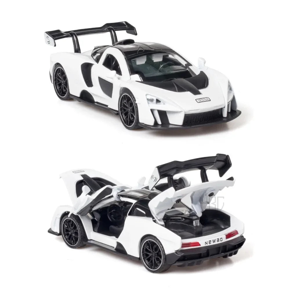 1/32 Diecasting Alloy Senna Sports Car Models Toys Simulation Vehicles with Sound Light Pull Back Supercar Toys