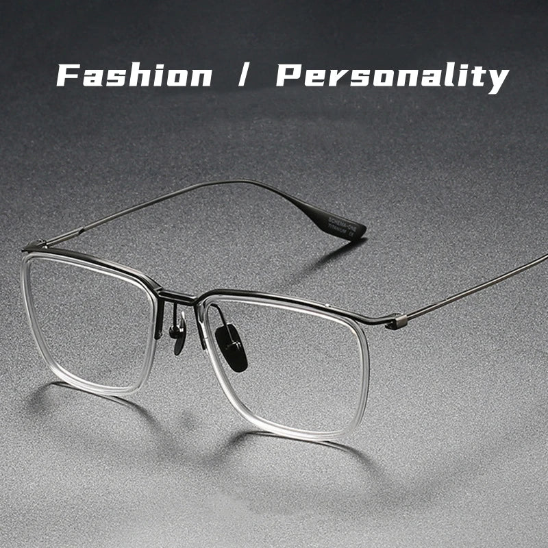 Ultra-light Business Simple Luxury Eyewear Square Retro Pure Titanium Big Optical Prescription Glasses Frame Men DT106