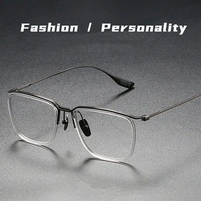 Ultra-light Business Simple Luxury Eyewear Square Retro Pure Titanium Big Optical Prescription Glasses Frame Men DT106