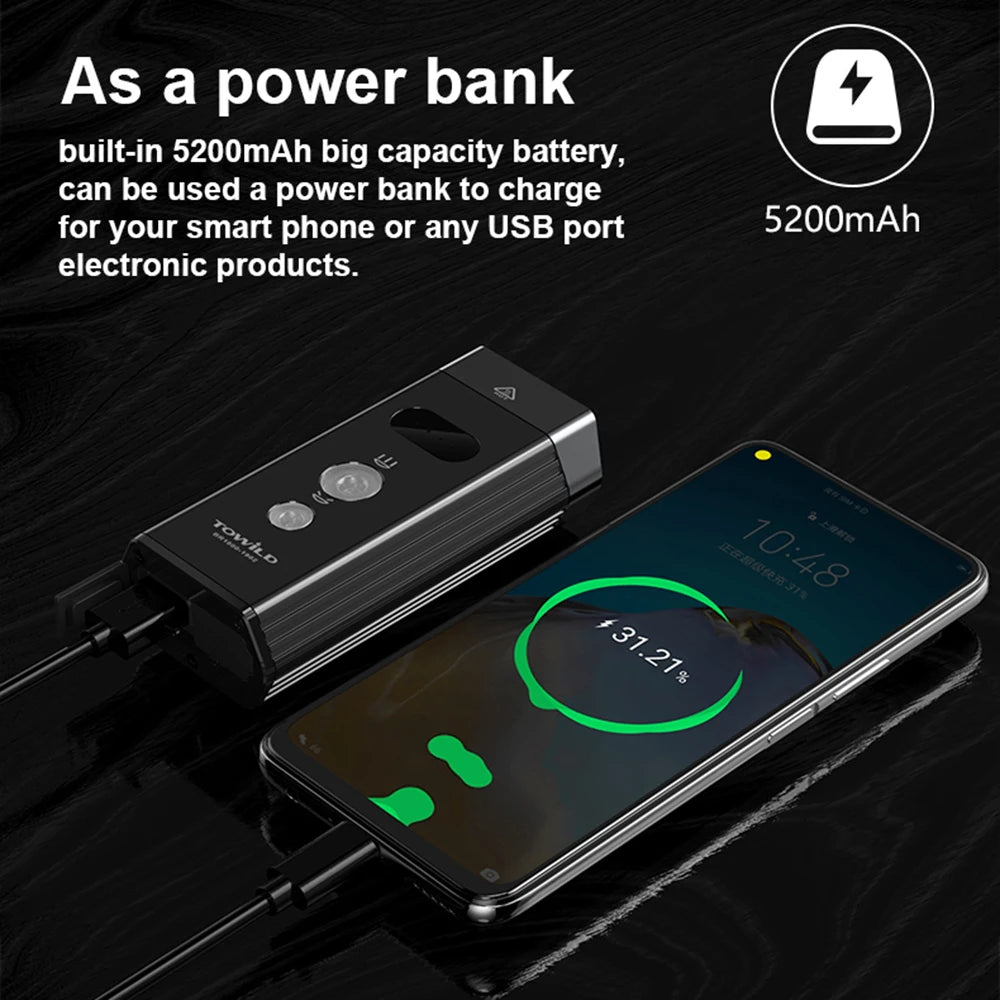 BR1200/2000 Professional Bicycle Light Power Bank Waterproof USB Rechargeable Light Flashlight accessories