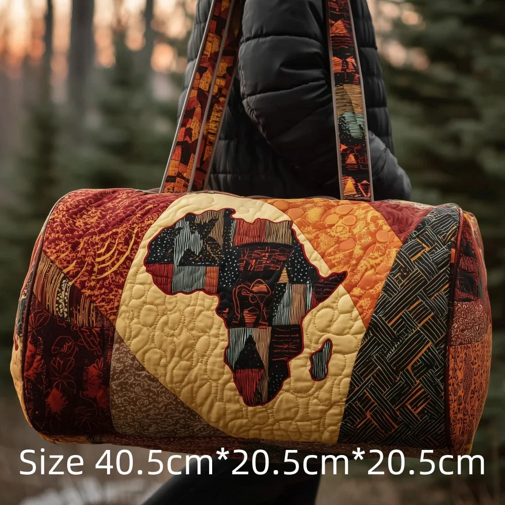 3D Quilted Africa Travel Bag for Women Boho Weekender Bag with African Women Map Print Carry on Luggage Unique Festival Bags
