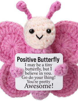 3 Pcs Crochet Positive Energy Butterfly Doll With Card Home Room Decoration Handmade Animal Knitted Butterfly Desktop Ornament Gifts