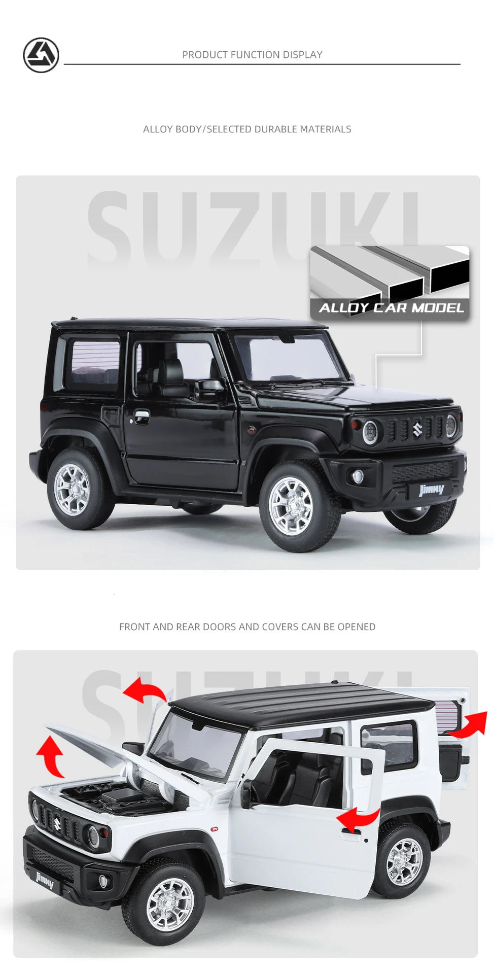1:24 SUZUKI Jimny Alloy Car Model Diecasts Metal Off-Road Vehicles Car Model Simulation Sound and Light Collection Toy Gift