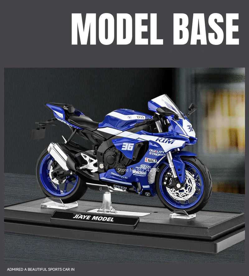 1/12 Yamaha R1M Toy Motorcycle Model Alloy Diecast with Shock Absorption Simulation Scale Motorcycle Model Toys for s Gifts