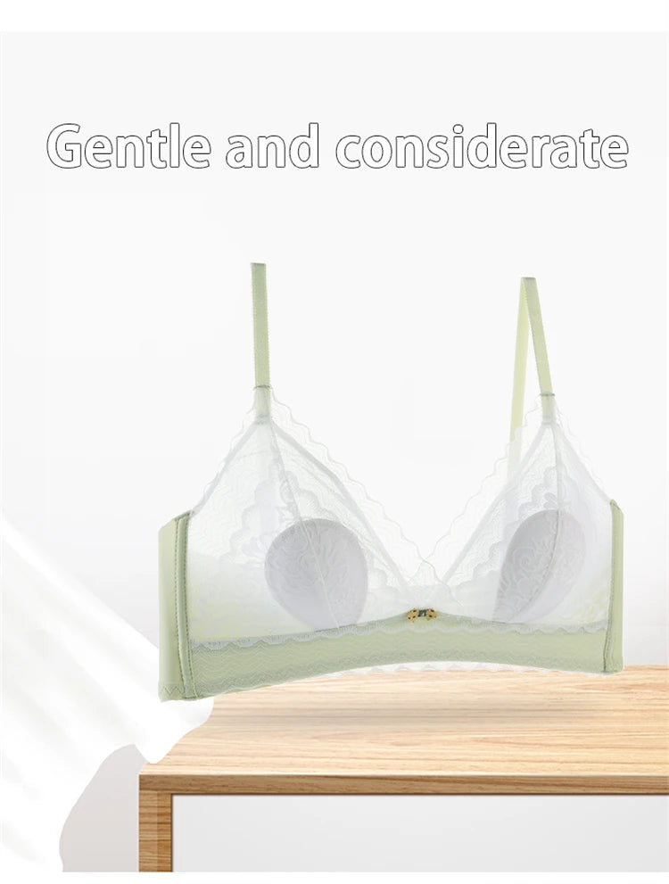Women’s Lace Transparent Rabbit Ears Bra & Panties Set – Soft, Thin Push-Up Lingerie