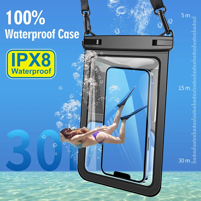 Upgrade Swimming Waterproof Phone Pouch  For iPhone 14 Pro Max 14 Plus 13 12 11 XR Crossboday Large Capacity Storage Bag