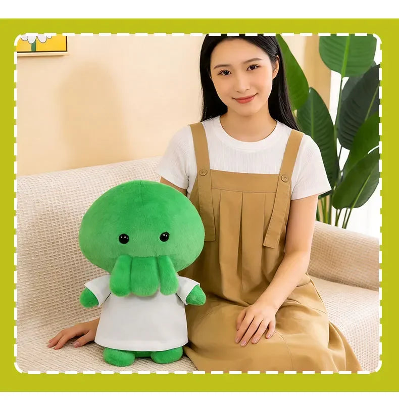 Cute Green Octopus Plush Toy With White Shirt