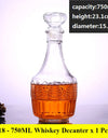 3 styles barware wine glass bottle 1000ml lead-free glass whiskey decanters for Liquor Scotch Bourbon
