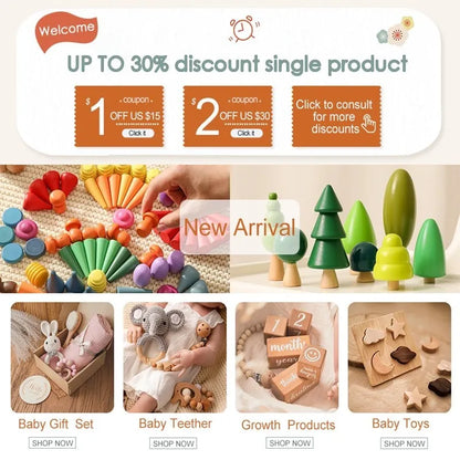 New Kids Wooden Ring Soft Silicone Teether Toys Infant Teething Chewing Toys Baby Accessories Newborn Photography Baby Toys Gift