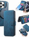 Flip Leather Wallet Case for iPhone 16 15 Pro Max 14 Plus 16E Magsafe Magnetic Detachable Card Slot Holder Cover