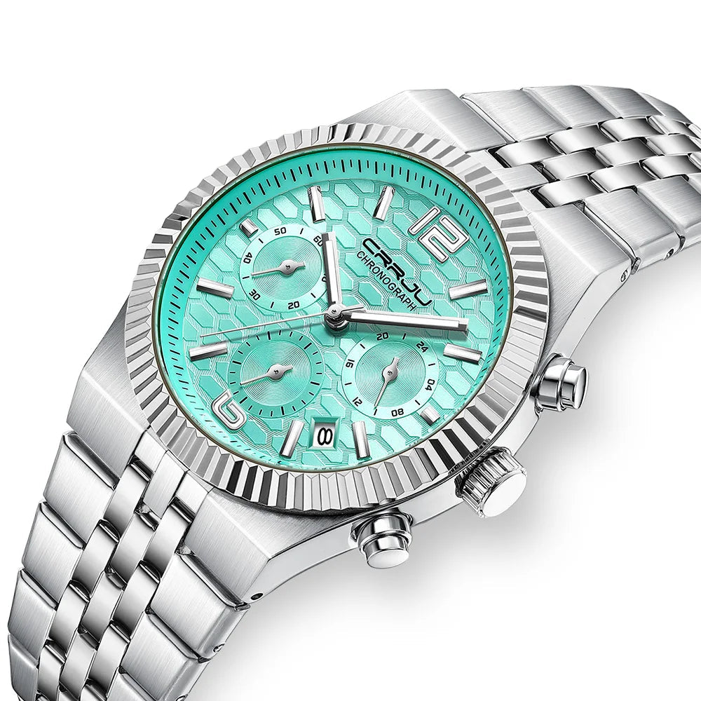 Classic Men's Automatic Date Watch Stainless Steel Quartz Elegant Round Case Luminous Versatile Fashion Night Light 2323