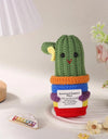 2 Pcs Funny Crochet Positive Energy Cactus Doll with Encouragement Card Handmade Wool Knitted Emotional Support Plant Ornament Gifts