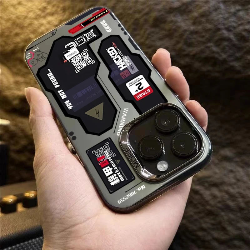 Phone Case For iPhone 16 15 14 17 Air Pro Max Shockproof Mecha-Style Graffiti Shockproof Cover