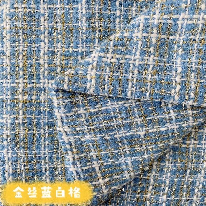 0.5M/1M/2M/3M High Quality fiber plaid woven tweed fabric for garment DIY coat clothing sewing quilting Cloth by the meter