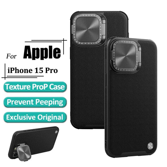 Texturedo Prop Phone Case For iPhone 15 Pro Case Camera Mount Fiber Shockproof Back Cover