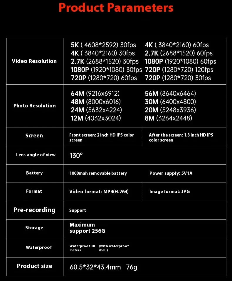 5K Magnetic Action Camera with Dual Touch Screen 4K60FPS 6-Axis EIS Waterproof Sports Camera for Cycling Vlog