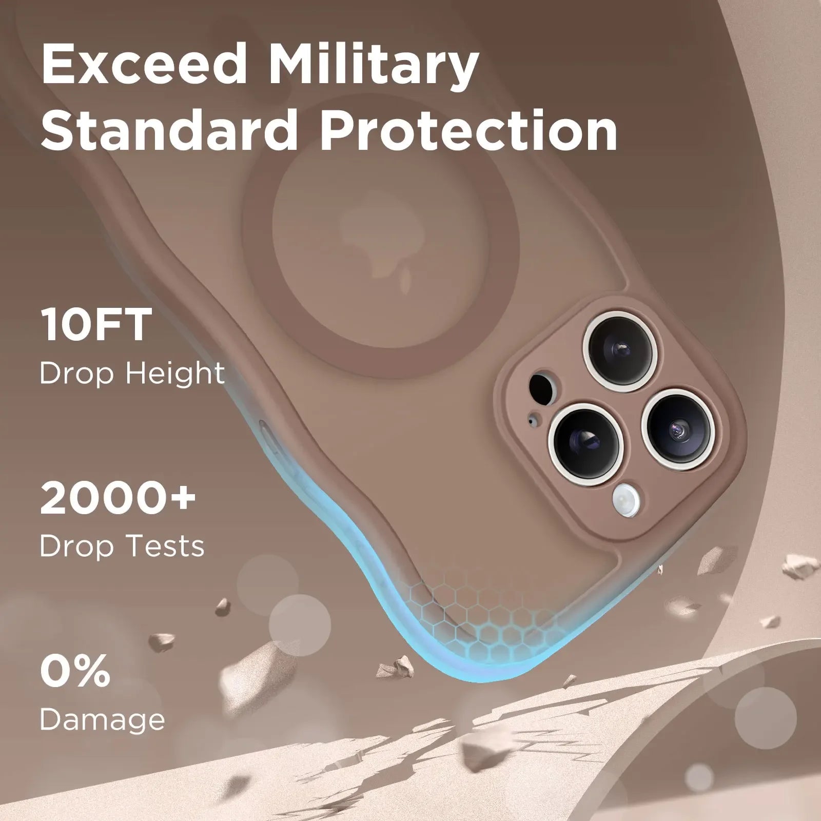 For iPhone 15 Pro Max Case Curly Wave Frame Shape Design Camera Protection Drop Shockproof Compatible with MagSafe Phone Case