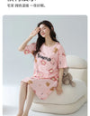Women’s Cotton Nightgown – Korean Style Cute Print, Summer Short Sleeve Sleepwear Dress