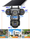 12MP 6K  Outdoor Solar 4G Camera Three Lens Three Screen PIR Motion Detection Cam Waterproof Night Vision Smart Security CCTV