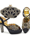 Style Matching Bag and Shoes Set Italian Women Design Shoes Matching Bag Decorated with Rhinestone Luxury Pumps Women