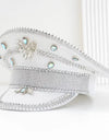 Burning Man White Rainbow Gem Delicate simple little rhinestone Navy Holiday Man Festival Halloween Hat Silver Top Hat