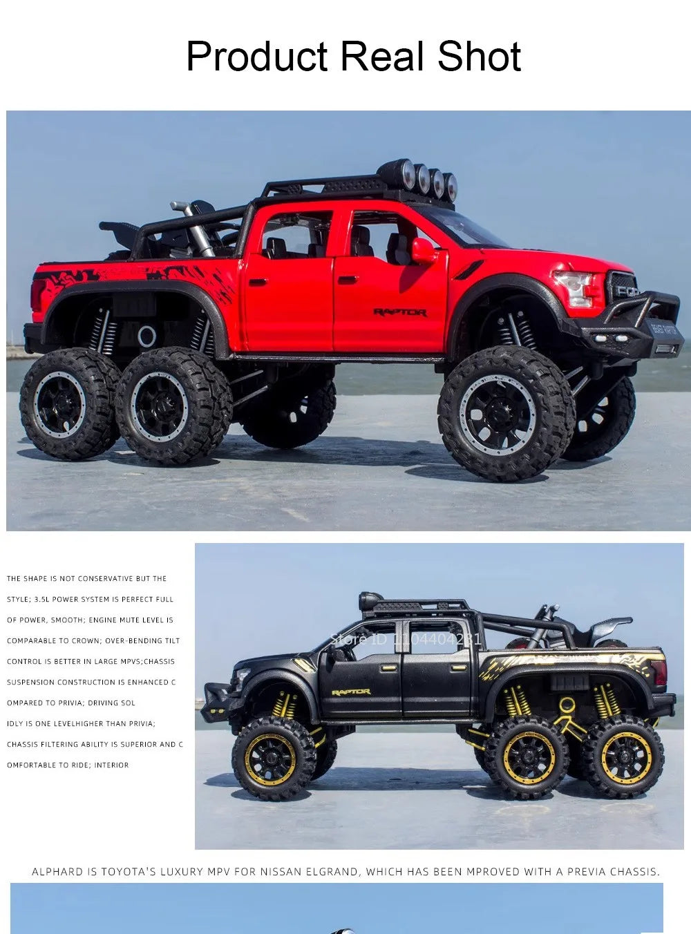 1:24 Mammoth F-150 Raptor Diecast Alloy Model Toy Car Doors Opened Sound Light Pull Back Miniature Vehice Adult Boy Fashion Gift