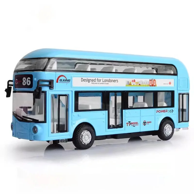 1/36 Double-decker Bus Model Car Toy Alloy Diecast Sound Light Metal Vintage London Autobus Models Toys Collection s Gifts