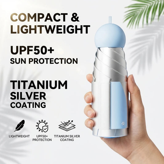 Mini Travel Folding Umbrella Compact Pocket Size UV Protection Sun and Rain Umbrella with Pouch