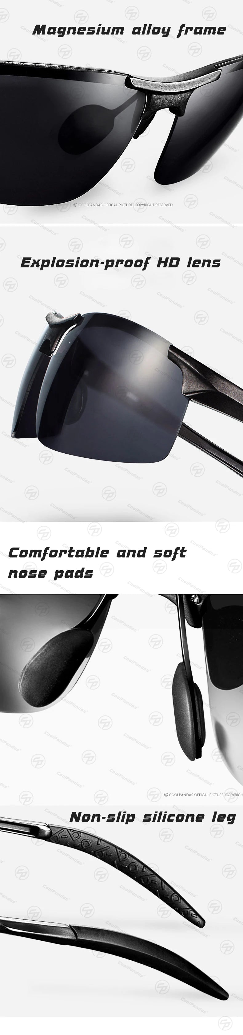 Aluminum Polarized Sunglasses UV400 Anti-Glare Driving Glasses Outdoor Rectangle Shades for Men