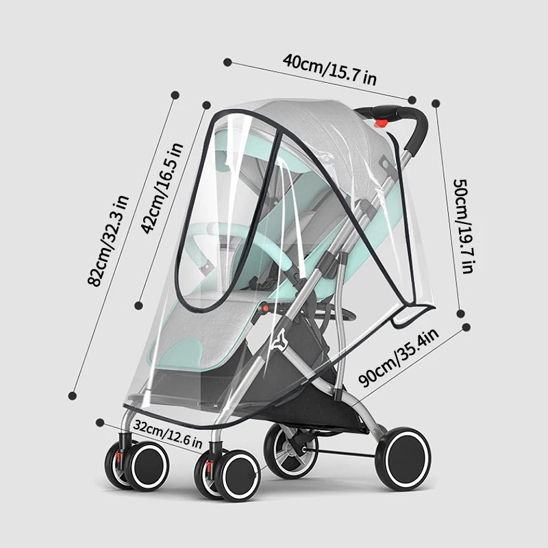 Stroller Rain Cover Transparent Wind Dust Shield Universal Trolley Umbrella Raincoat  Seat Cover Sunshade Breathable