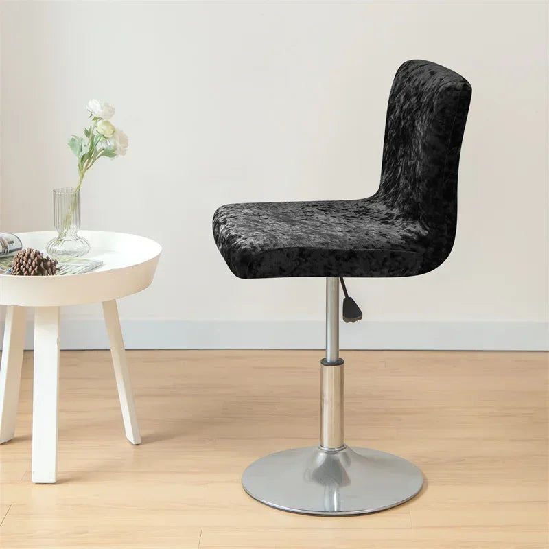 1PC Shiny Velvet Short Bar Chair Covers Stretch Back Bar Stool Covers Small Size Dining Barstool Slipcovers Party Banquet Decor