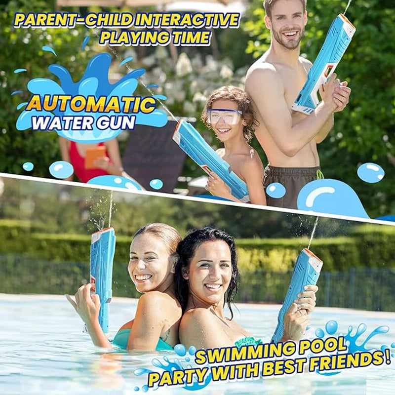 Full Automatic Electric Water Gun 43cm Portable Rechargeable Water Blaster for Outdoor Activities