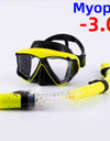 Optical Myopia Snorkel Set Diving Mask Nearsighted Swimming Goggles Short Sighted Panoramic Wide View Adults Youth -1.0To-6.0