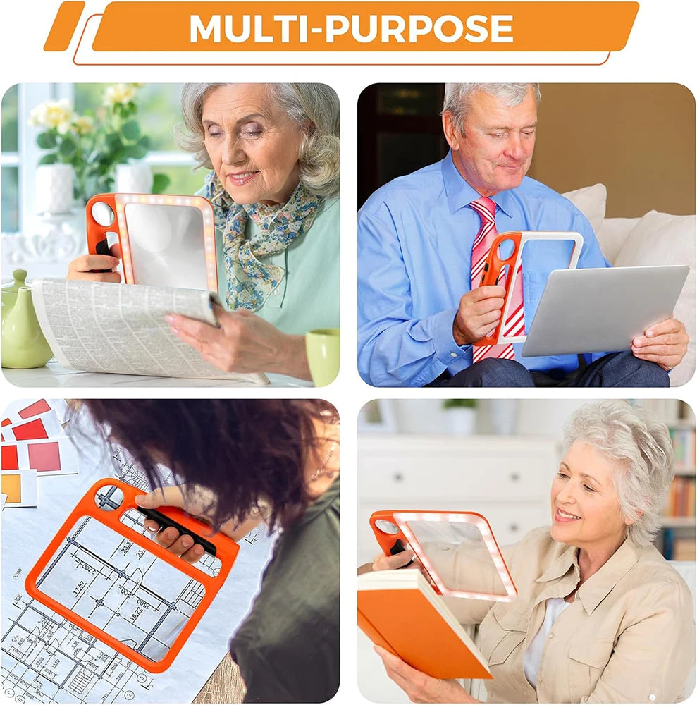 5X 10X Rechargeable Full Page Magnifier with 3 Light Modes