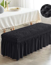 Stretch Long Bench Cover with Skirt Seersucker Ottoman Covers Elastic Piano Stool Protector Bedroom Bedside Footrest Slipcovers