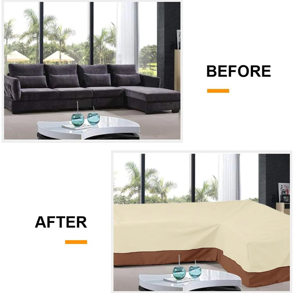 L Shape Corner Outdoor Sofa Cover Waterproof Rattan Corner Furniture Cover V Shape Sofa Table Chair Protective Dust Covers