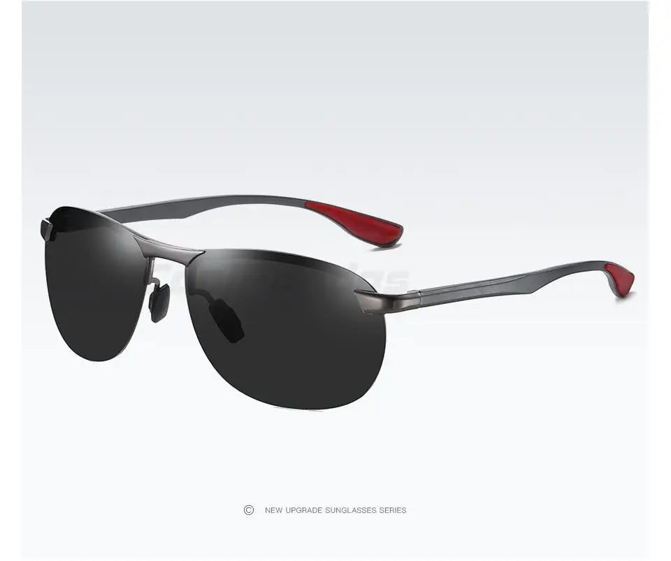 Rimless Photochromic Polarized UV400 Aluminum Driving Sunglasses for Men Women