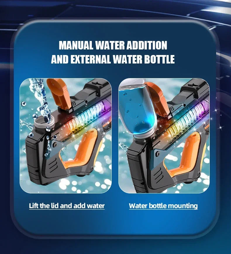 Full Electric Automatic Water Storage Gun – Portable Rechargeable Water Blaster for Summer Outdoor Play